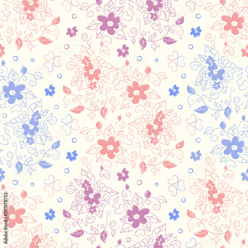 Floral Floral multicolored seamless pattern on white background