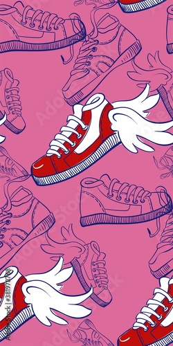 skate rider bright vector seamless pattern