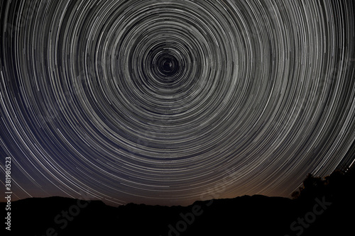 Evening Night Under the Star Trails in Joshua Tree National Park
