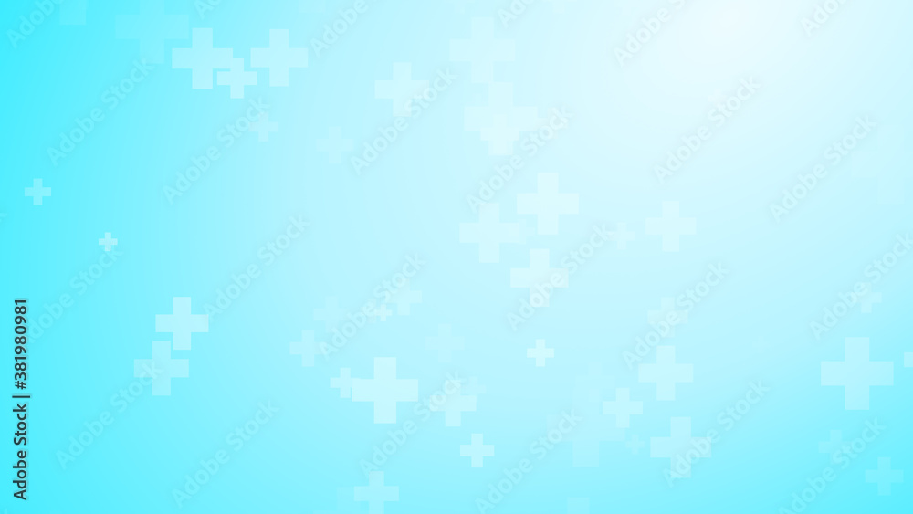 Medical health blue cross pattern background. Abstract healthcare technology and science concept.