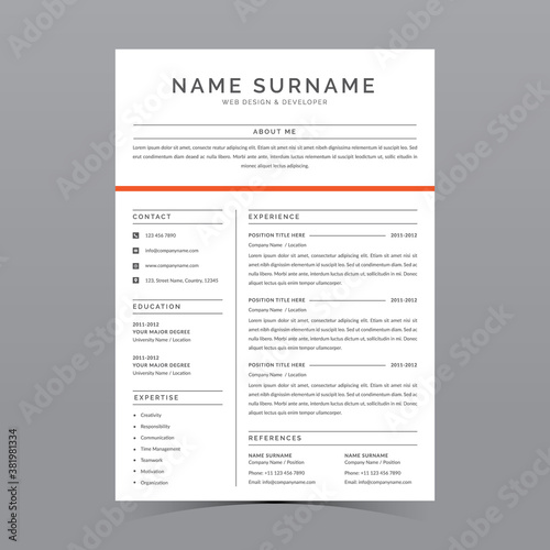 Professional Resume Template Vector Design