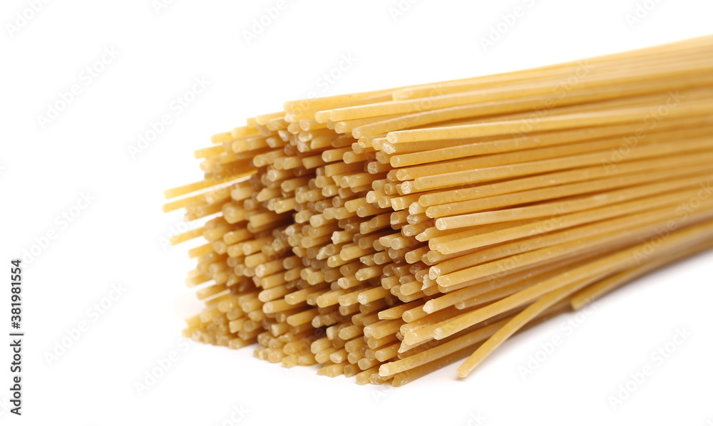 Raw integral spaghetti isolated on white background Raw integral spaghetti isolated on white background