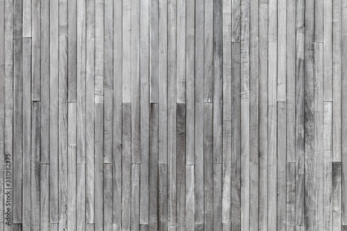 Grungy gray wooden wall texture, front view