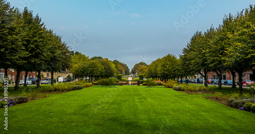 A view up the central boulevard in Welwyn Garden City, UK in the summertime Fototapeta