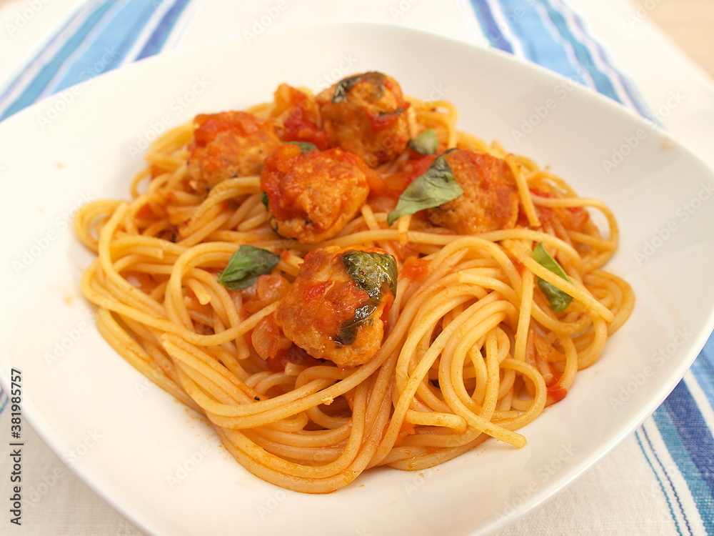 Spaghetti with meatballs in tomato sauce Spaghetti with meatballs in tomato sauce