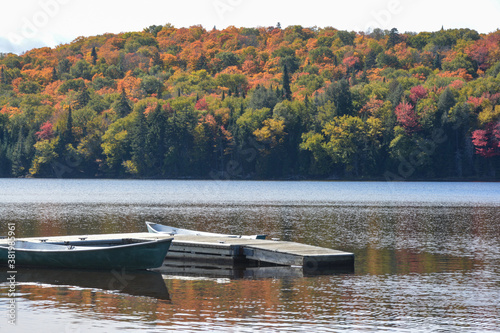 lake showing autumn colors