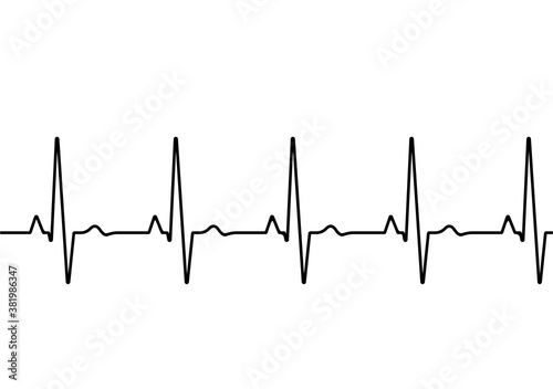 Heart rate graph. Heart beat. Ekg icon wave. Black and white color. Stock vector illustration.	
