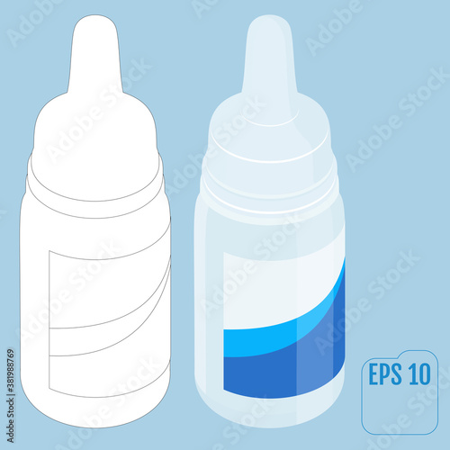 Isometric bottle of nasal spray or eye drops