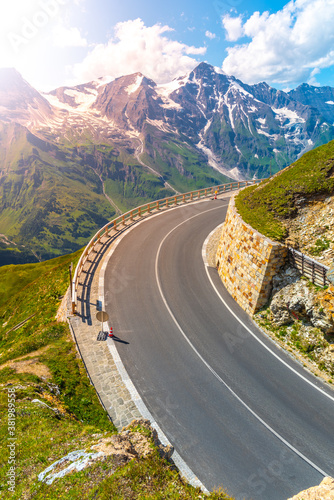 Grossglockner High Alpine Road, German: Grossglockner-Hochalpenstrasse. High mountain pass road in Austrian Alps, Austria