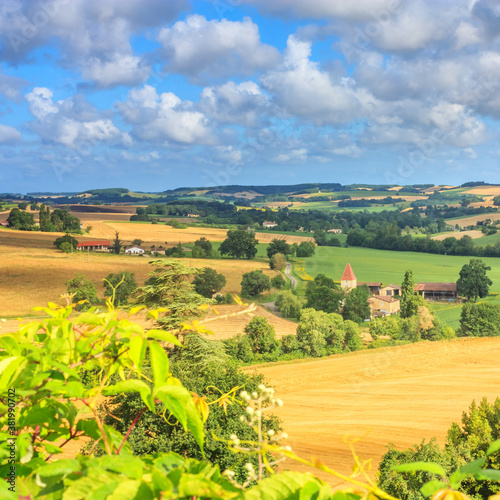 Summer landscape - view of the countryside close to the village of Lavardens, in the historical province Gascony, the region of Occitanie of southwestern France