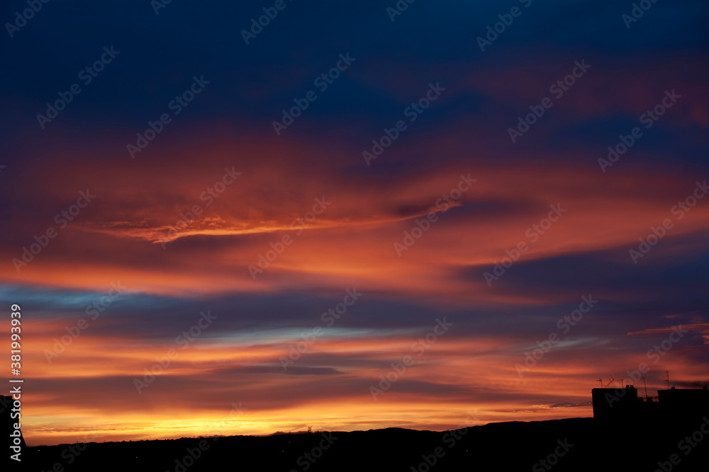 Clouds during sunset, orange