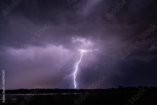 Lightning produced by storms moving across the Wisconsin landscape 