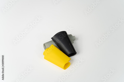 Black, Grey and Yellow Weight Bands, for Fitness Training in Gym.