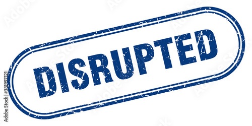 disrupted stamp. rounded grunge textured sign. Label