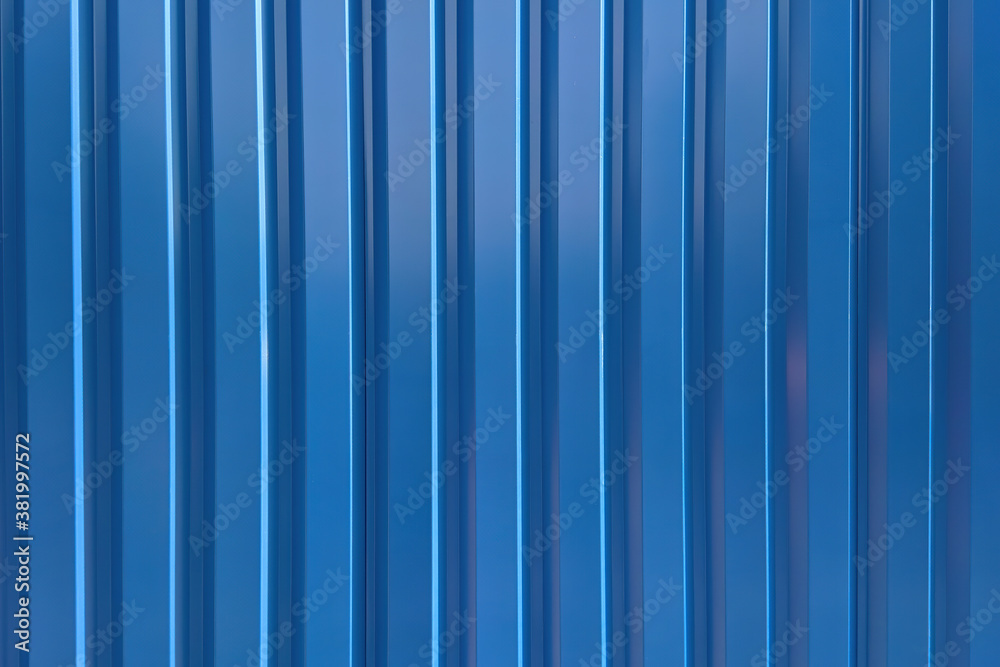 Obraz premium Blue metal corrugated wall, texture and pattern.