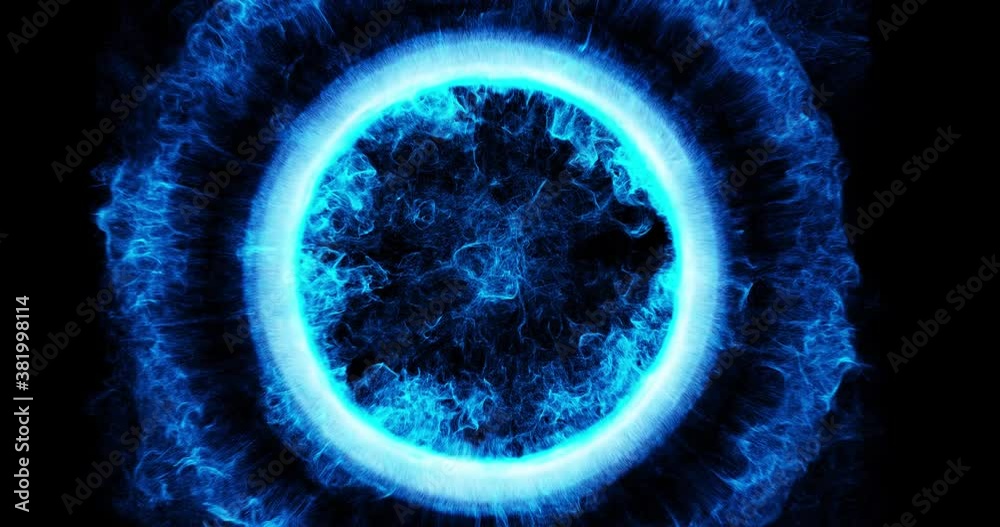 Abstract Pulsing Ring motion graphic element. perfect for background or logo placement. Particle flowing with motion creating a plasma, portal effect or beating heart pulse. 3D render, 4K loop
