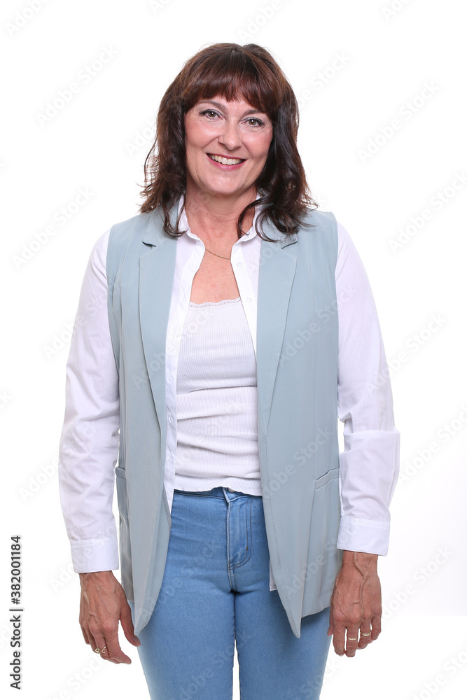 Beautiful mature woman in front of a background Beautiful mature woman in front of a background