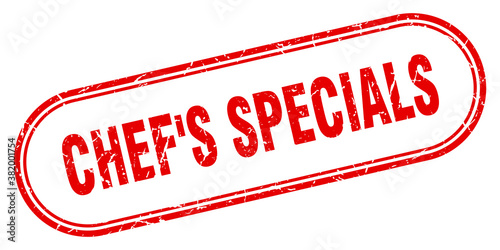 chef's specials stamp. rounded grunge textured sign. Label