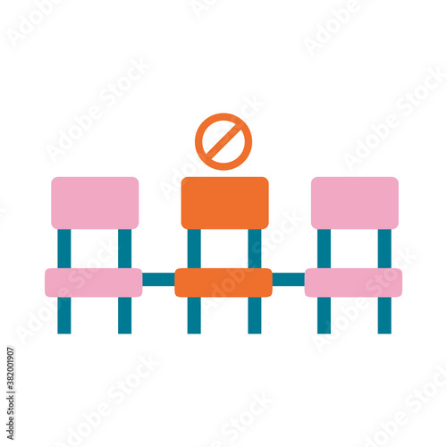 physical distancing or social distance icon chair distance, flat style