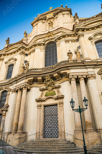 Prague  Czech republic - September 20  2020. Details of St. Nicholas Church 