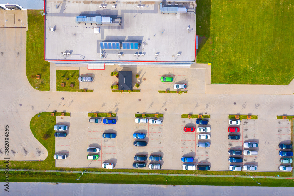 Typical light industrial and small business offices viewed from above Typical light industrial and small business offices viewed from above