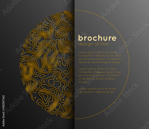 luxury ornamental art design background in gold color. Frame for text modern art graphics. Design business cards. Abstract flyer design background. Brochure template. Topographic brochure design