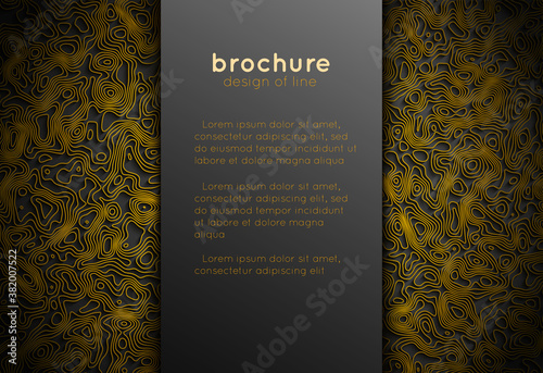 luxury ornamental art design background in gold color. Frame for text modern art graphics. Design business cards. Abstract flyer design background. Brochure template. Topographic brochure design