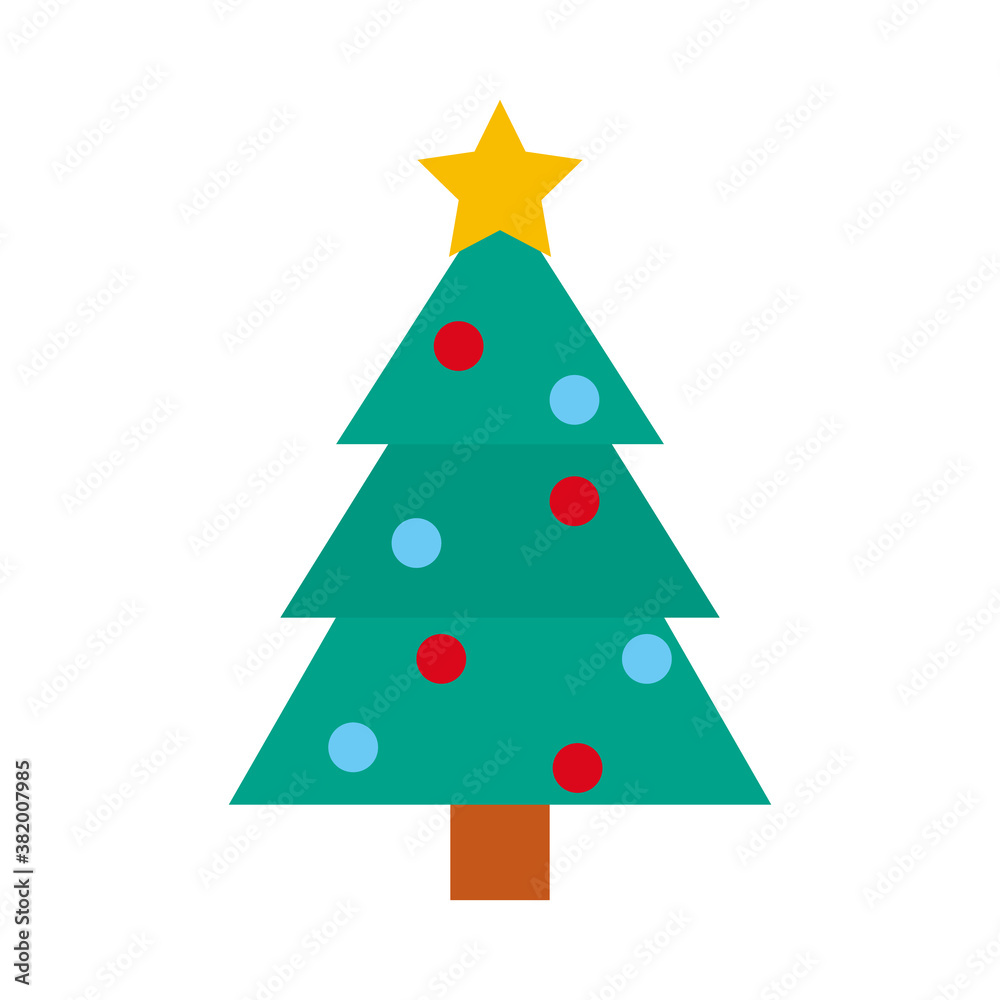 christmas tree with ornaments, flat style christmas tree with ornaments, flat style