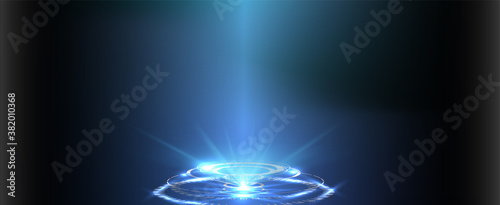 Sky-fi digital hi-tech collection in HUD style. Magic circle teleport podium. GUI, UI virtual reality projector. Abstract hologram technology. Vector Portal and hologram futuristic circle elements.