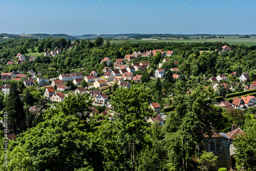 View of Provins medieval city from Cesar tower. Provins - commune in Seine-et-Marne department, Ile-de-France region, north-central France. UNESCO World Heritage Site.