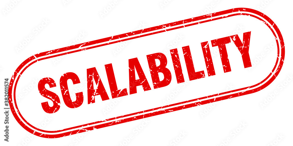 scalability stamp. rounded grunge textured sign. Label