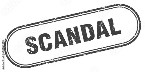 scandal stamp. rounded grunge textured sign. Label