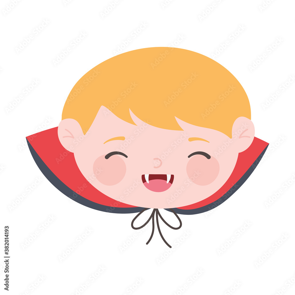 happy halloween, cute face boy dracula costume isolated design icon