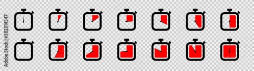 Timer icon set isolated. Countdown timers icons. Vector countdown clock counter timer. Vector