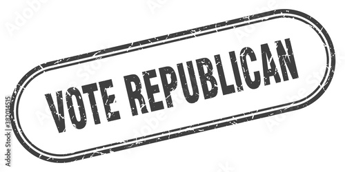 vote republican stamp. rounded grunge textured sign. Label