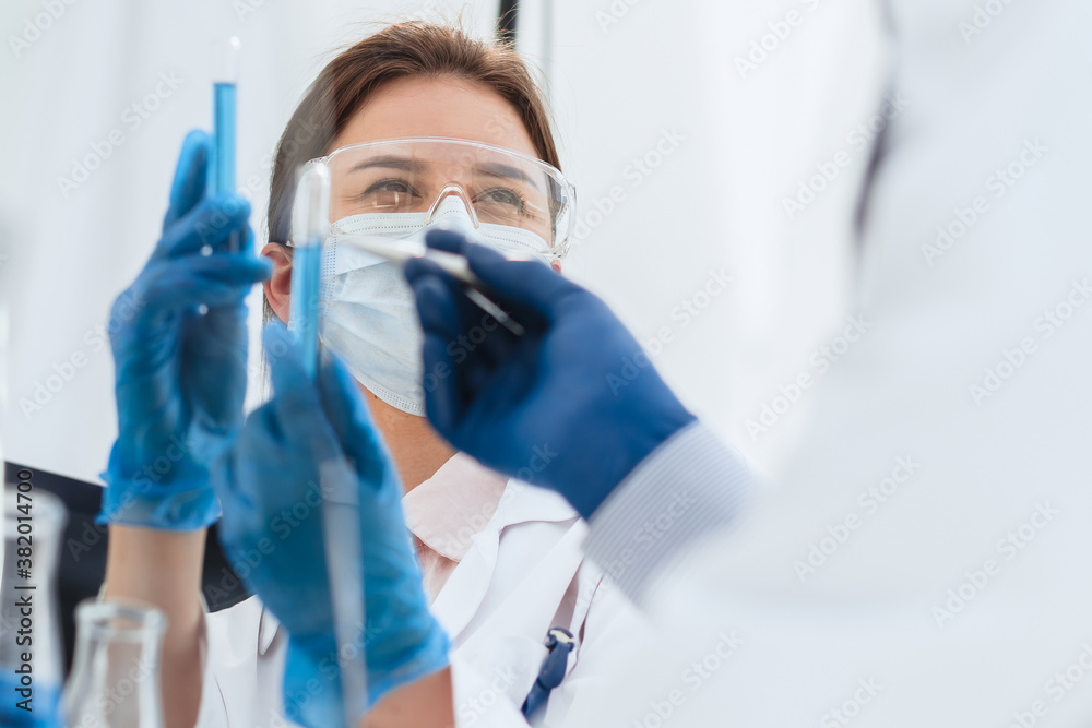 close up. happy scientist is satisfied with the results of the research. close up. happy scientist is satisfied with the results of the research.
