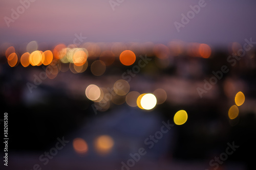 Bokeh background. Abstract bokeh in the background of the city. Defocused