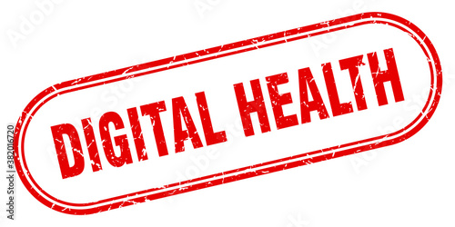 digital health stamp. rounded grunge textured sign. Label
