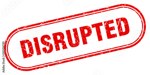 disrupted stamp. rounded grunge textured sign. Label