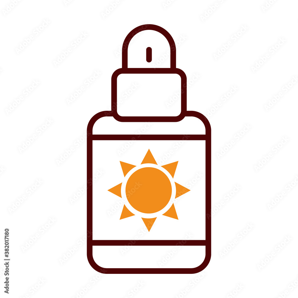 sunscreen bottle icon, half line half color style