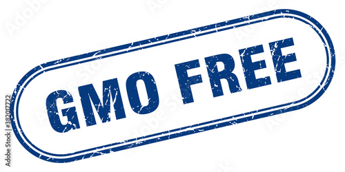 gmo free stamp. rounded grunge textured sign. Label