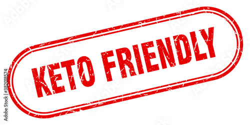 keto friendly stamp. rounded grunge textured sign. Label