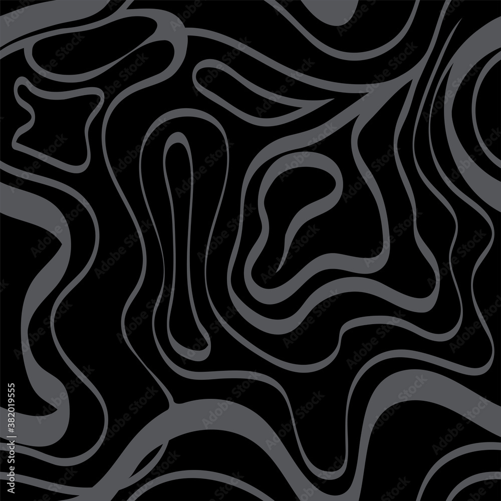 Vector black and gray irregular lines, seamless pattern. Wavy abstract background and texture.