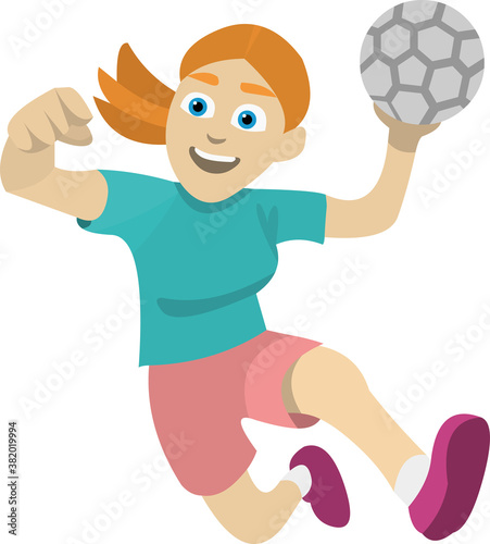 Vector emoticon illustration of a hand ball player