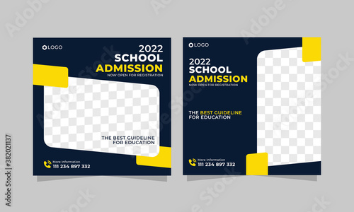 School admission social media post template suitable for advertising, promotion, poster, web, and many more.