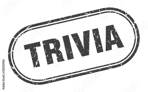 trivia stamp. rounded grunge textured sign. Label