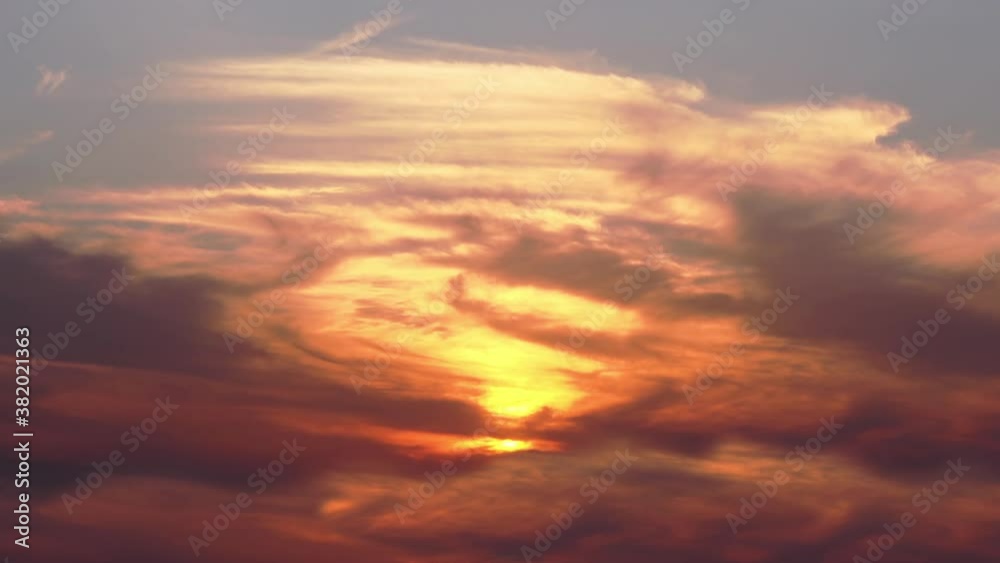 Amazing sunset against the backdrop of moving clouds, time-lapse Amazing sunset against the backdrop of moving clouds, time-lapse