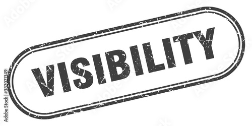 visibility stamp. rounded grunge textured sign. Label