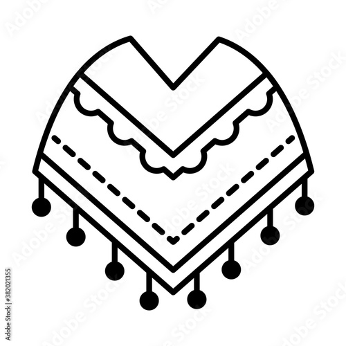 mexican poncho icon, line style