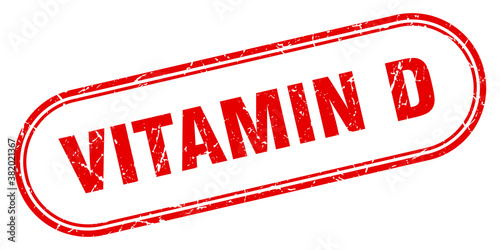 vitamin d stamp. rounded grunge textured sign. Label